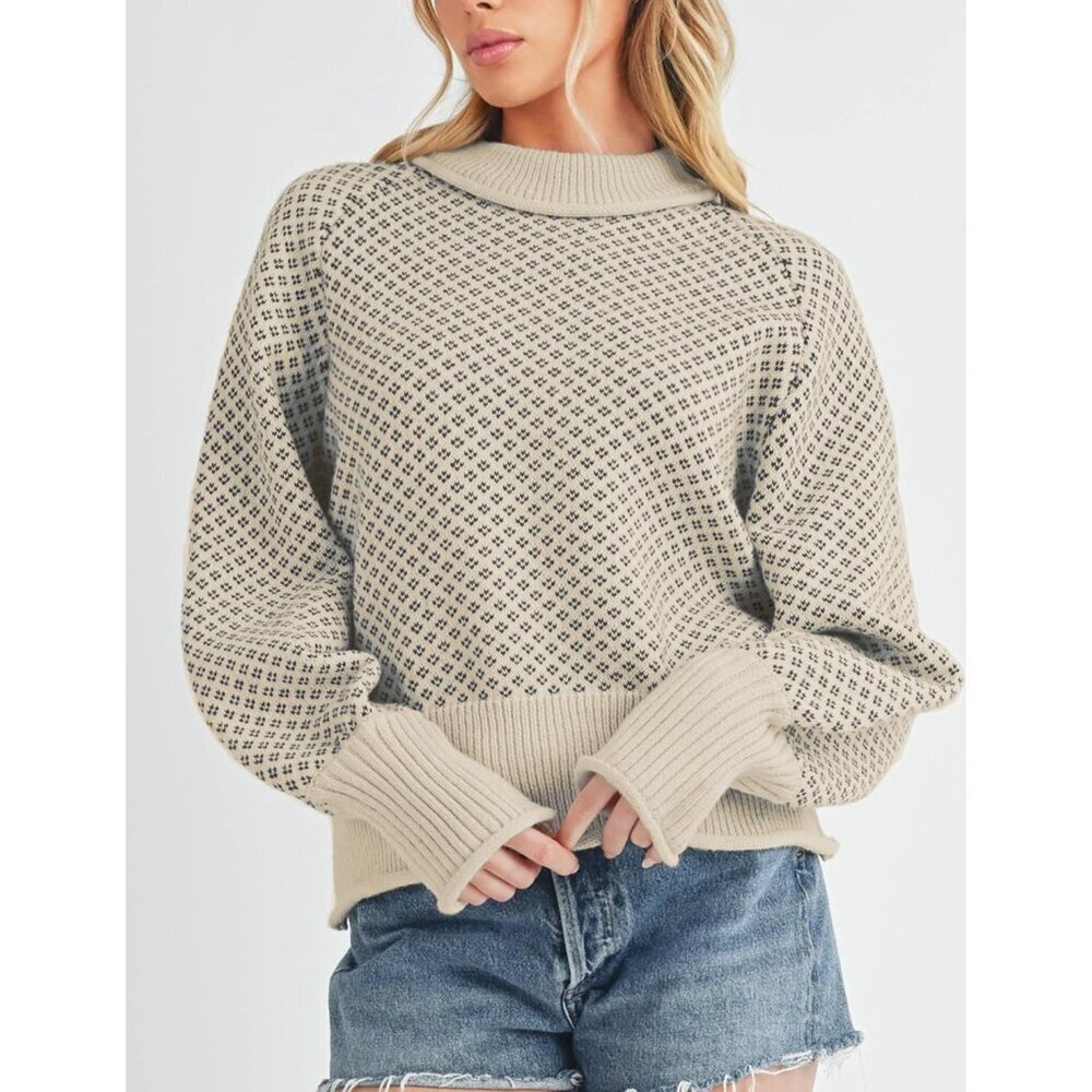 Women's Chunky Knit Pullover Sweater Casual Oversized Crew Neck Long Sleeve - Picture 3 of 6